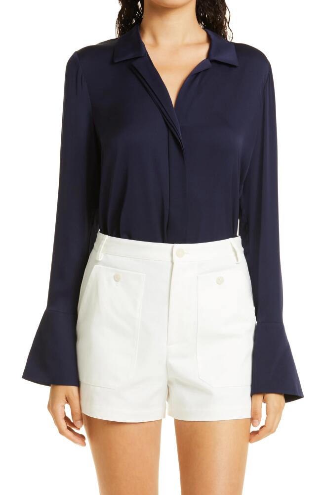 KOBI HALPERIN Liv Stretch Silk Blouse in Midnight Blue Cover