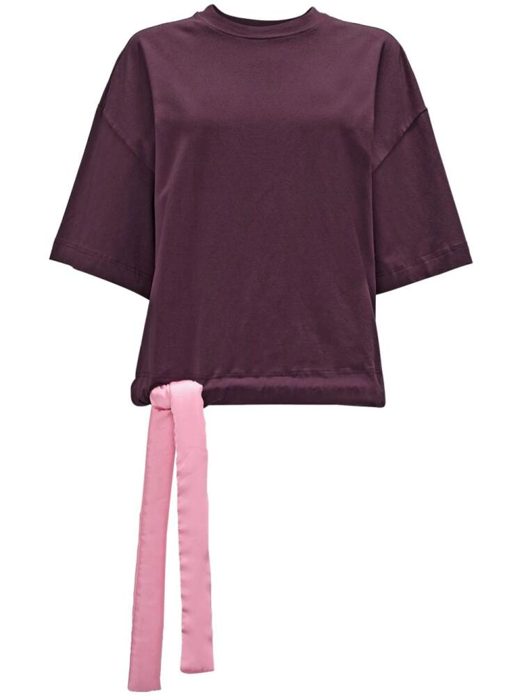 JW Anderson strap-detail cropped T-shirt - Purple Cover