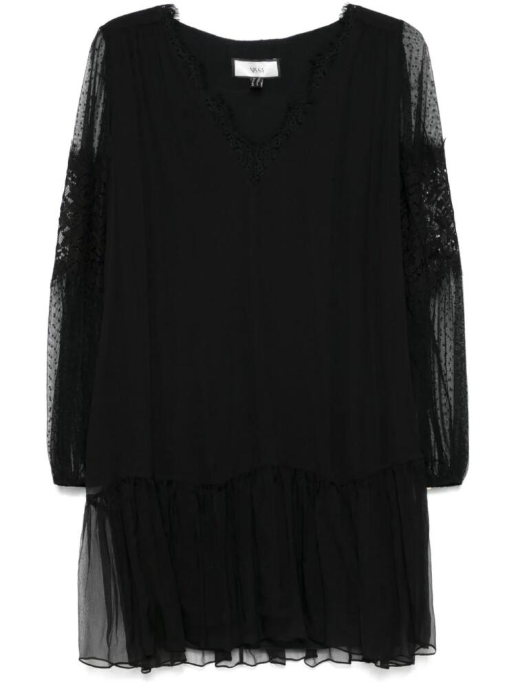 NISSA semi sheer-sleeve mini dress - Black Cover