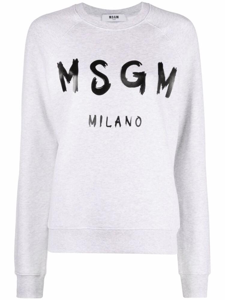 MSGM logo-print crew neck sweatshirt - Grey Cover