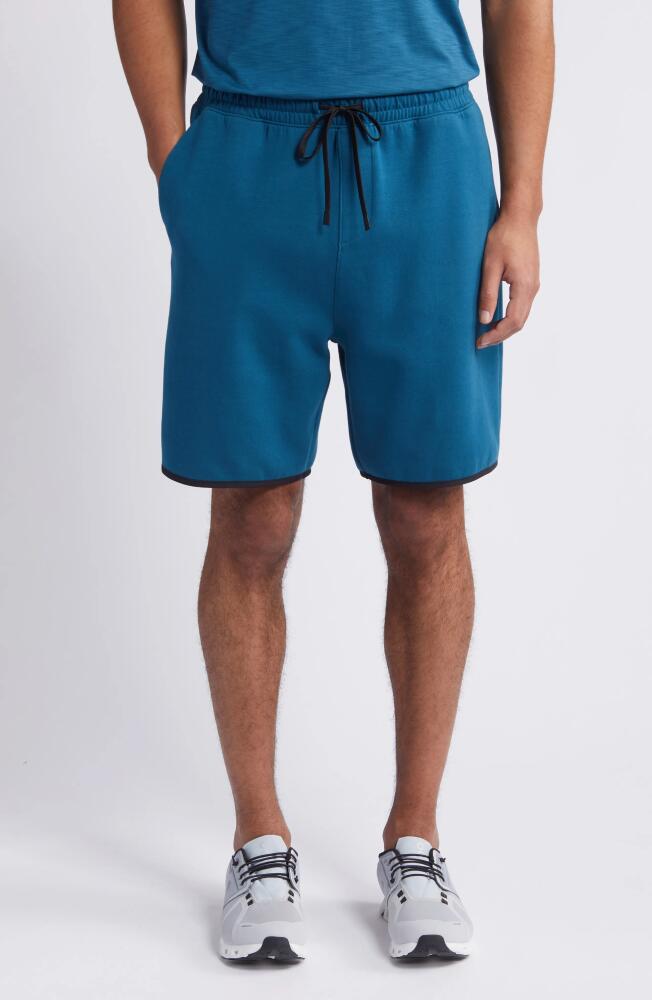 Zella Powertek Drawstring Shorts in Teal Seagate Cover