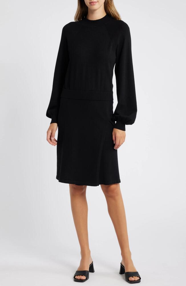 Sam Edelman Two-Piece Look Long Sleeve Sweater Dress in Black Cover