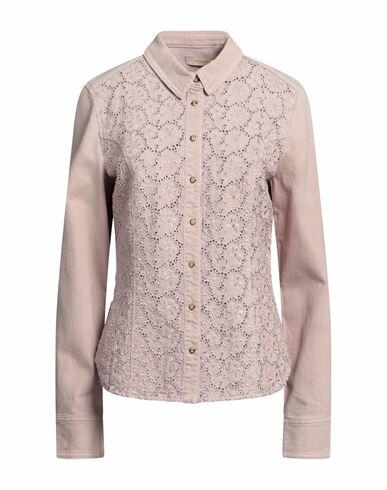 Marani Jeans Woman Denim shirt Light pink Cotton, Elastane Cover