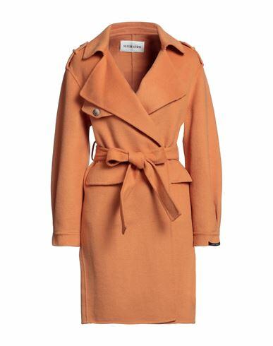 Silvian Heach Woman Coat Orange Wool, Polyester Cover