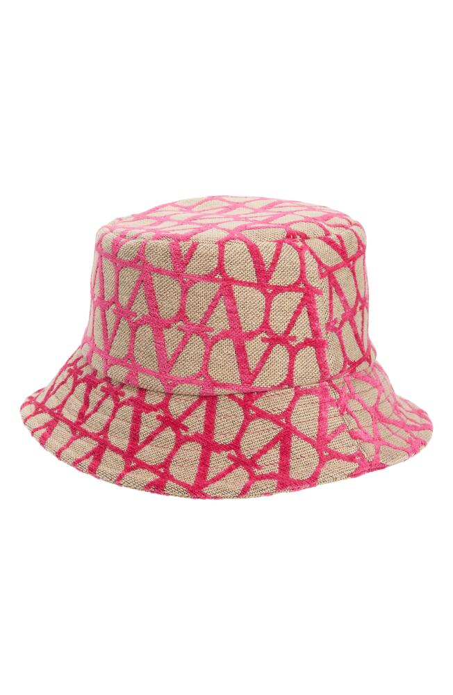 Valentino Garavani VLOGO Jacquard Monogram Toile Bucket Hat in Naturale/Pink Cover