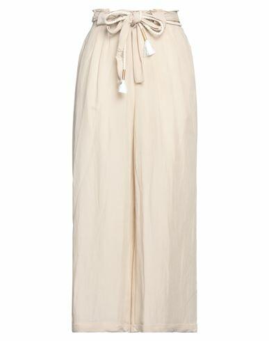 Mdm Mademoiselle Du Monde Woman Pants Beige Viscose, Linen Cover