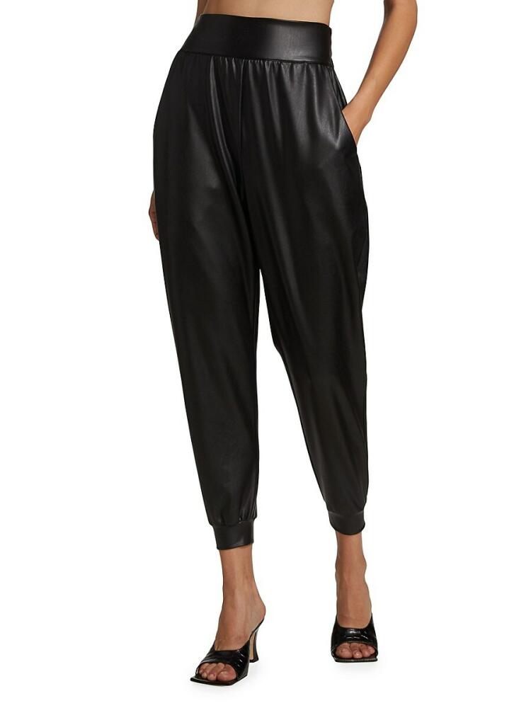 susana monaco Women's Faux Leather Jogger Pants - Black Cover