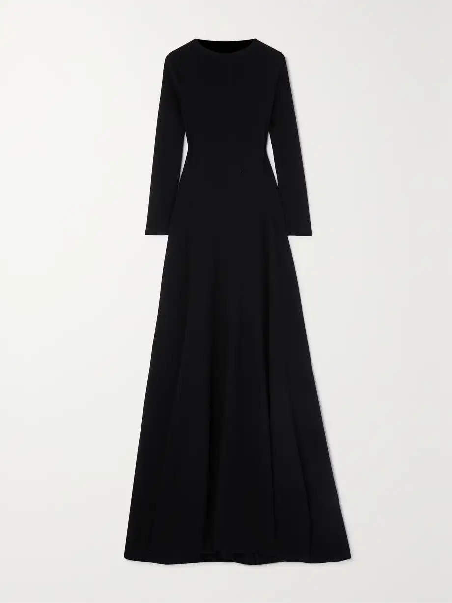 SAINT LAURENT - Open-back Wool Maxi Dress - Black Cover