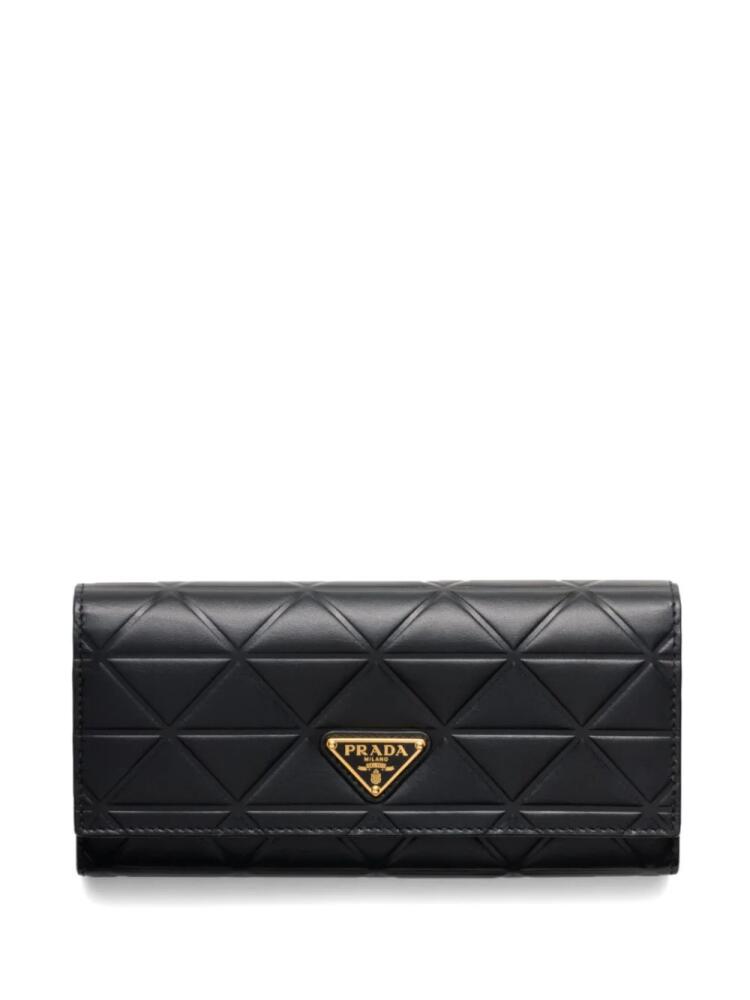 Prada large triangle-motif leather wallet - Black Cover