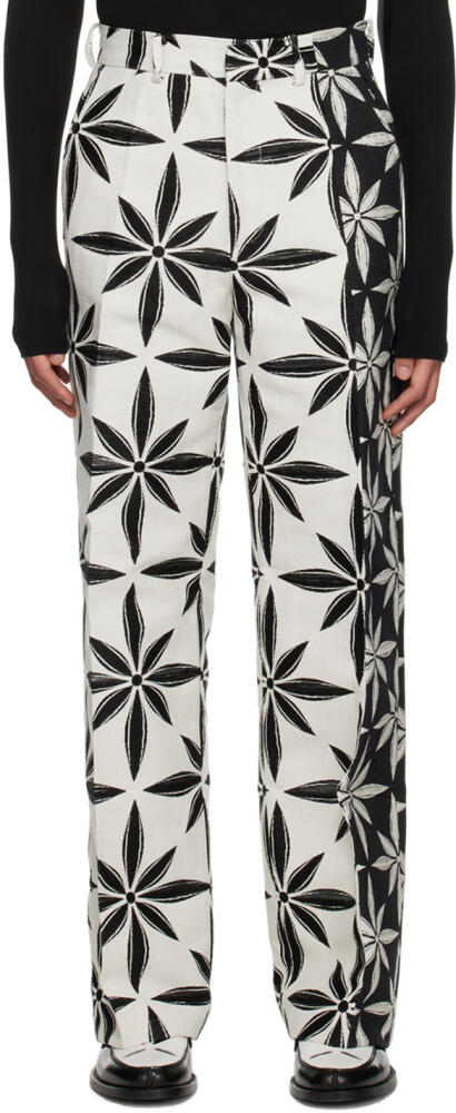 KUSIKOHC Black & White Floral Trousers Cover