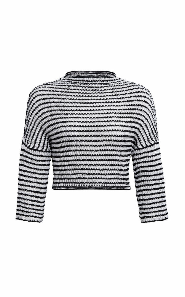 ALAA - Striped Knit Crop Top - Black/white Cover