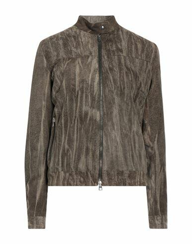 Giorgio Brato Woman Jacket Military green Leather Cover