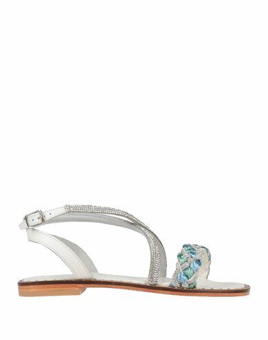 Cafènoir Woman Sandals Azure Soft Leather, Textile fibers Cover