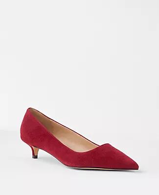 Ann Taylor Suede Pointy Toe Kitten Heel Pumps Cover