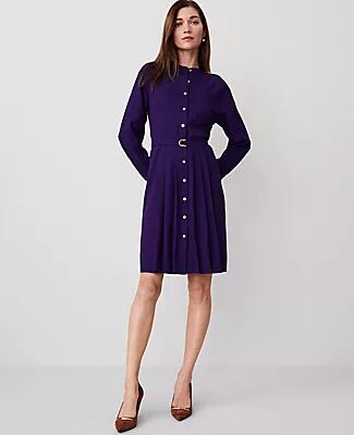 Ann Taylor Pleat Button Midi Dress Cover