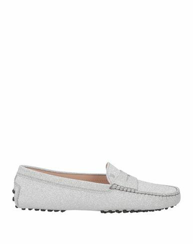 Tod's Woman Loafers Silver Leather Cover