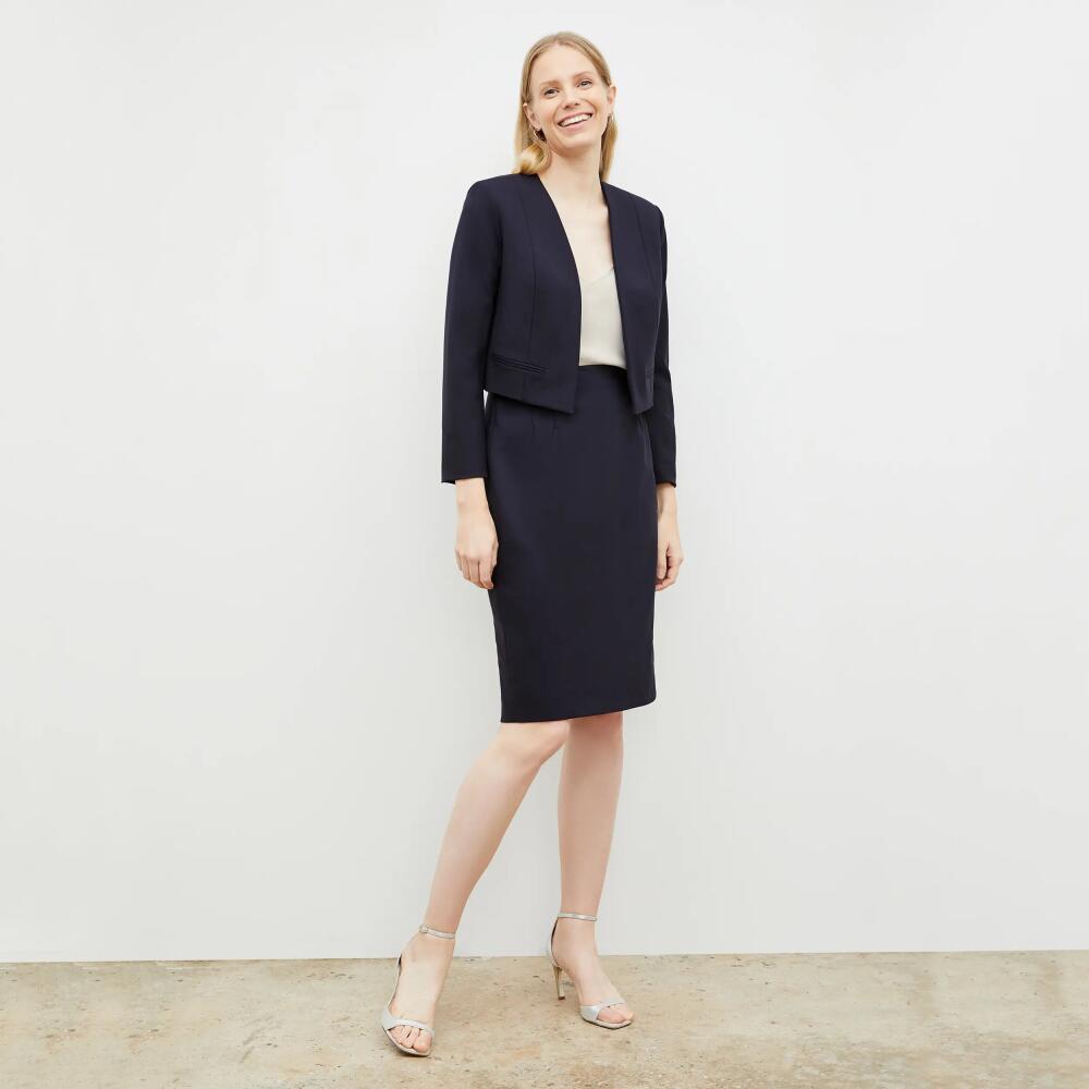 M.M.LaFleur Cobble Hill Skirt - Washable Wool Twill in Dark Navy Cover