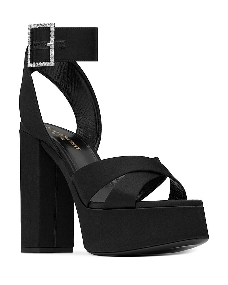 Saint Laurent Bianca Platform Sandals in Satin Crepe Cover