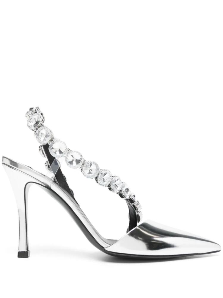 Stella McCartney crystal-embellished metallic pumps - Silver Cover