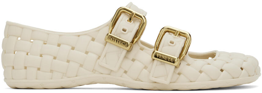 Bottega Veneta Off-White Amy Mary-Jane Ballerina Flats Cover