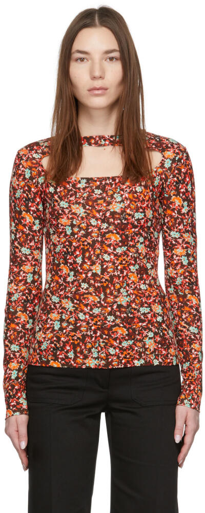 Victoria Beckham Brown Floral Cut-Out Blouse Cover