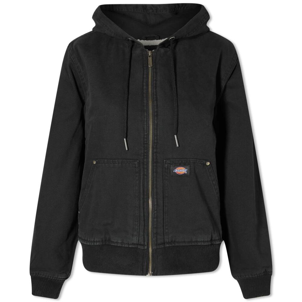 Dickies Women's Duck Canvas Sherpa Lined Jacket in Stone Washed Black Cover