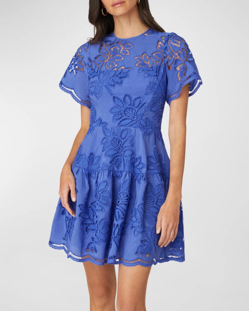 Shoshanna Petra Tiered Eyelet Embroidered Mini Dress Cover