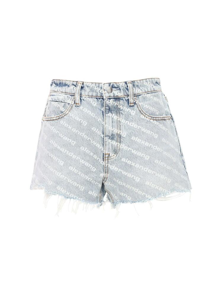 ALEXANDER WANG High Waist Flocked Logo Denim Shorts Cover