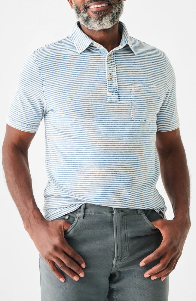 Faherty Cotton Polo in Azure Stream Stripe Cover