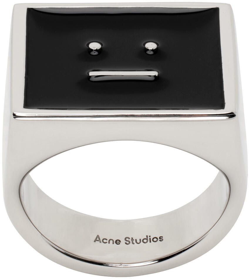 Acne Studios Silver & Black Enamel Ring Cover