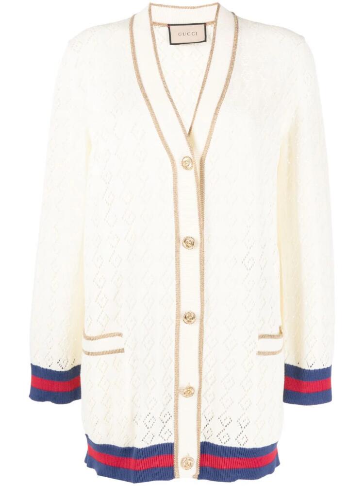 Gucci G-monogram pointelle cotton cardigan - White Cover