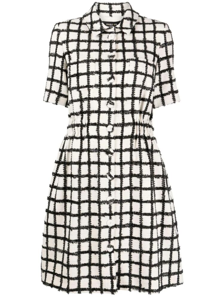 Paule Ka grid-pattern tweed midi dress - Black Cover