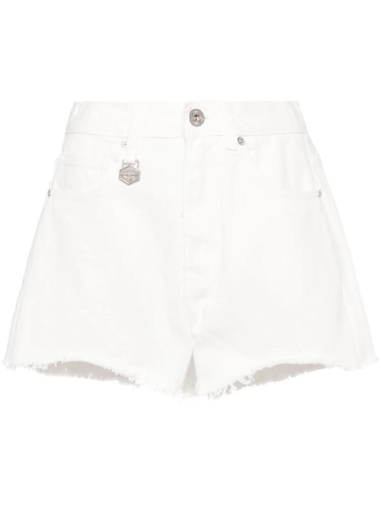 CHOCOOLATE raw-cut hem denim shorts - White Cover