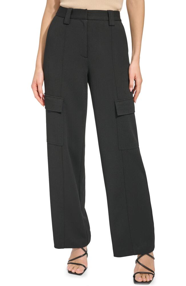 DKNY Straight Leg Crepe Cargo Pants in Black Cover