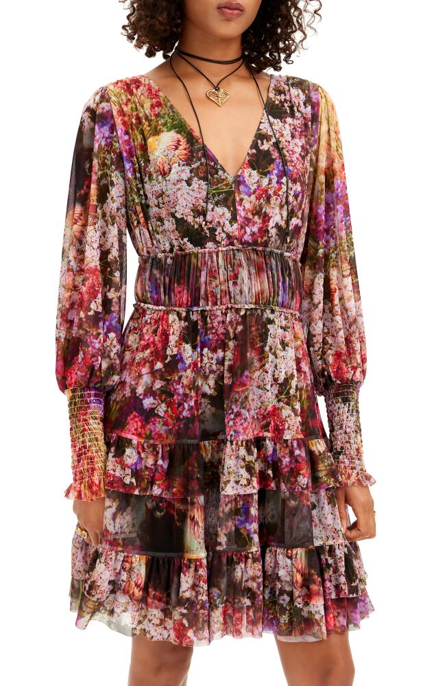 Desigual Azalea Floral Print Long Sleeve Minidress in Mix Cover