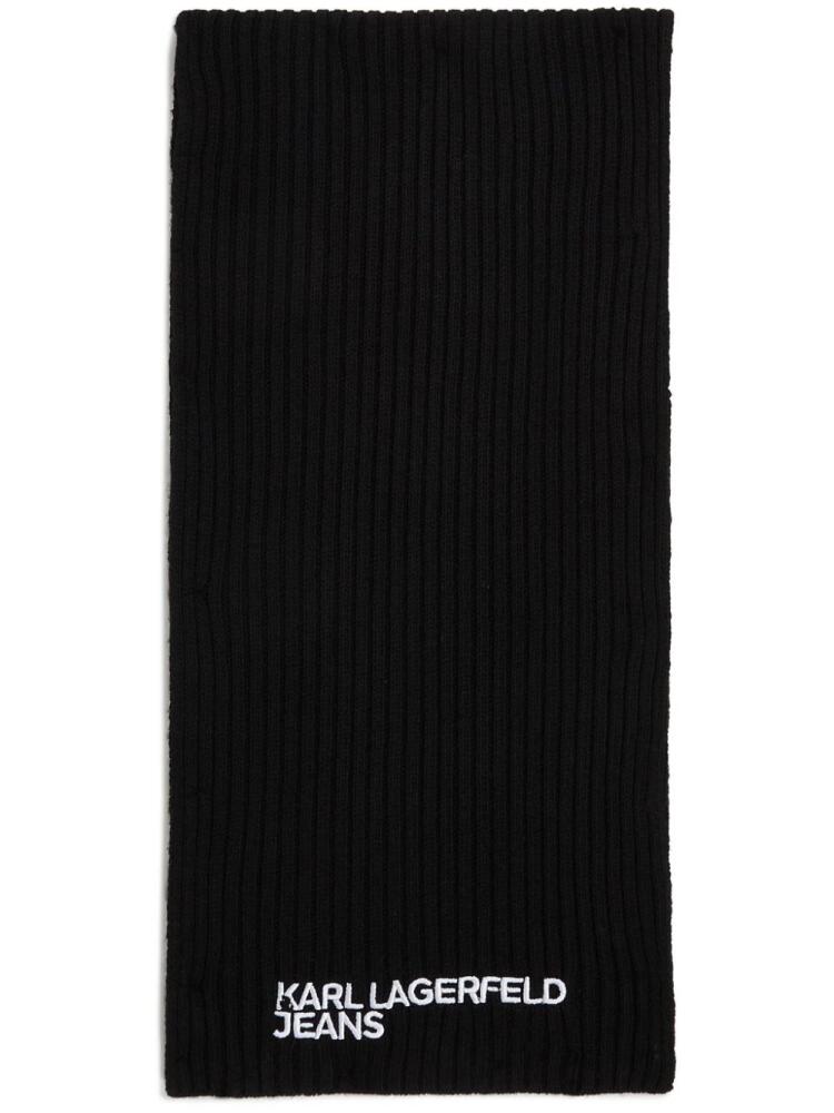 Karl Lagerfeld Jeans logo-embroidered scarf - Black Cover