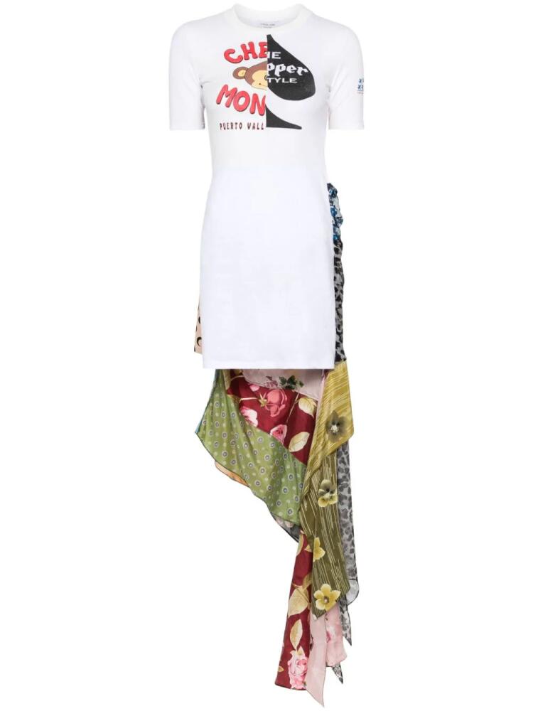 Marine Serre Regenerated silk-scarves T-Shirt dress - White Cover