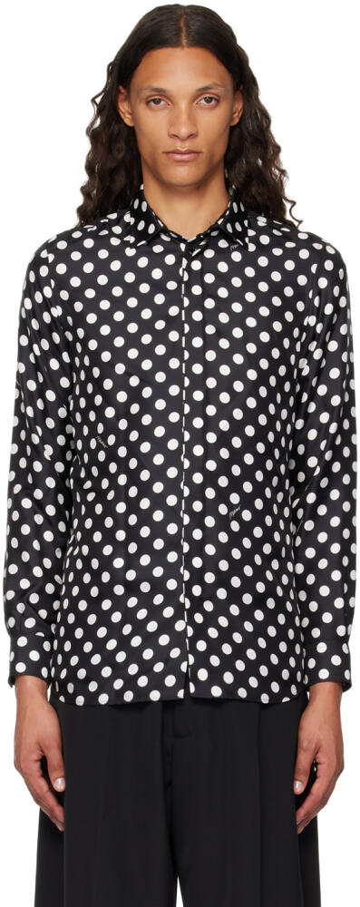 Moschino Black Silk Allover Polka Dot Shirt Cover