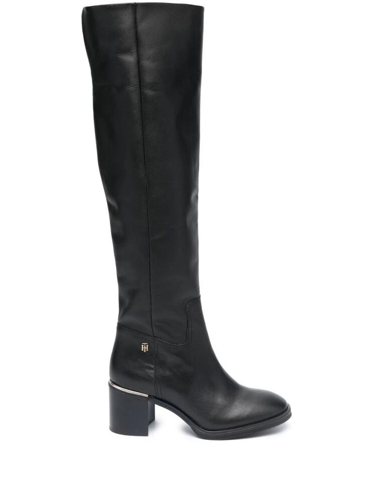 Tommy Hilfiger logo-plaque knee-high boots - Black Cover