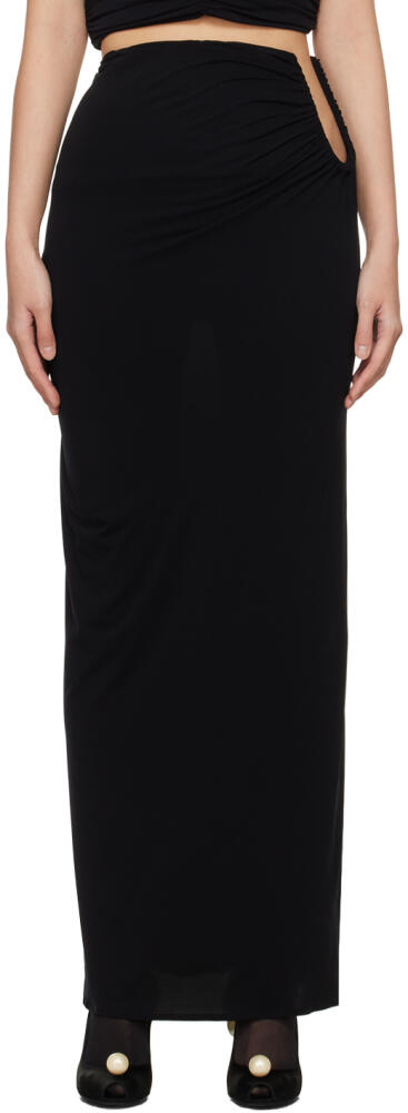 Magda Butrym Black Hip Plunge Maxi Skirt Cover