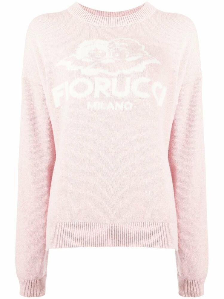 Fiorucci intarsia-knit logo-motif jumper - Pink Cover