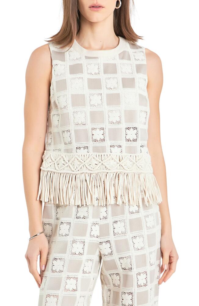 English Factory Crochet Lace Patchwork Tank in Beige Multi Cover