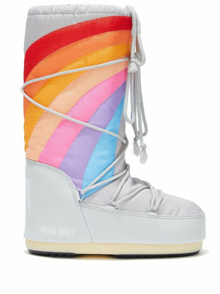 Moon Boot logo rainbow-print snow boots - White Cover