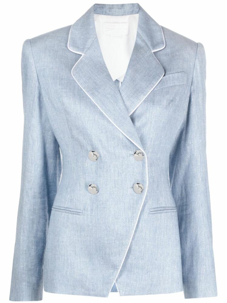 Genny pipe-trimmed double-breasted blazer - Blue Cover