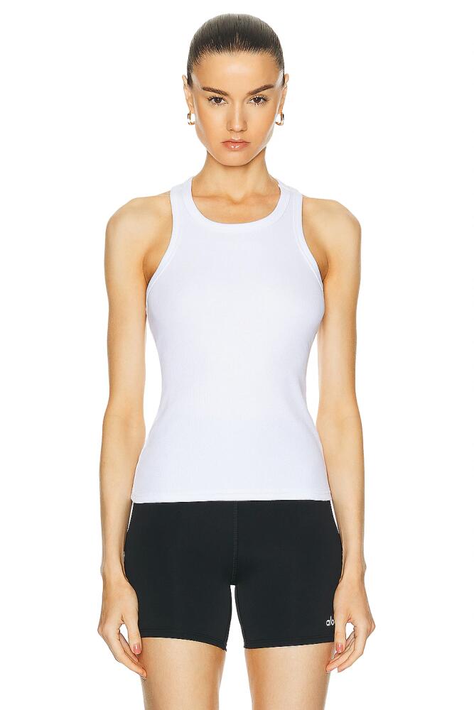 alo Ribbed Devoted Tank Top in White Cover