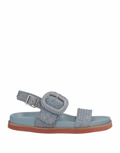 Pas De Rouge Woman Sandals Pastel blue Leather Cover