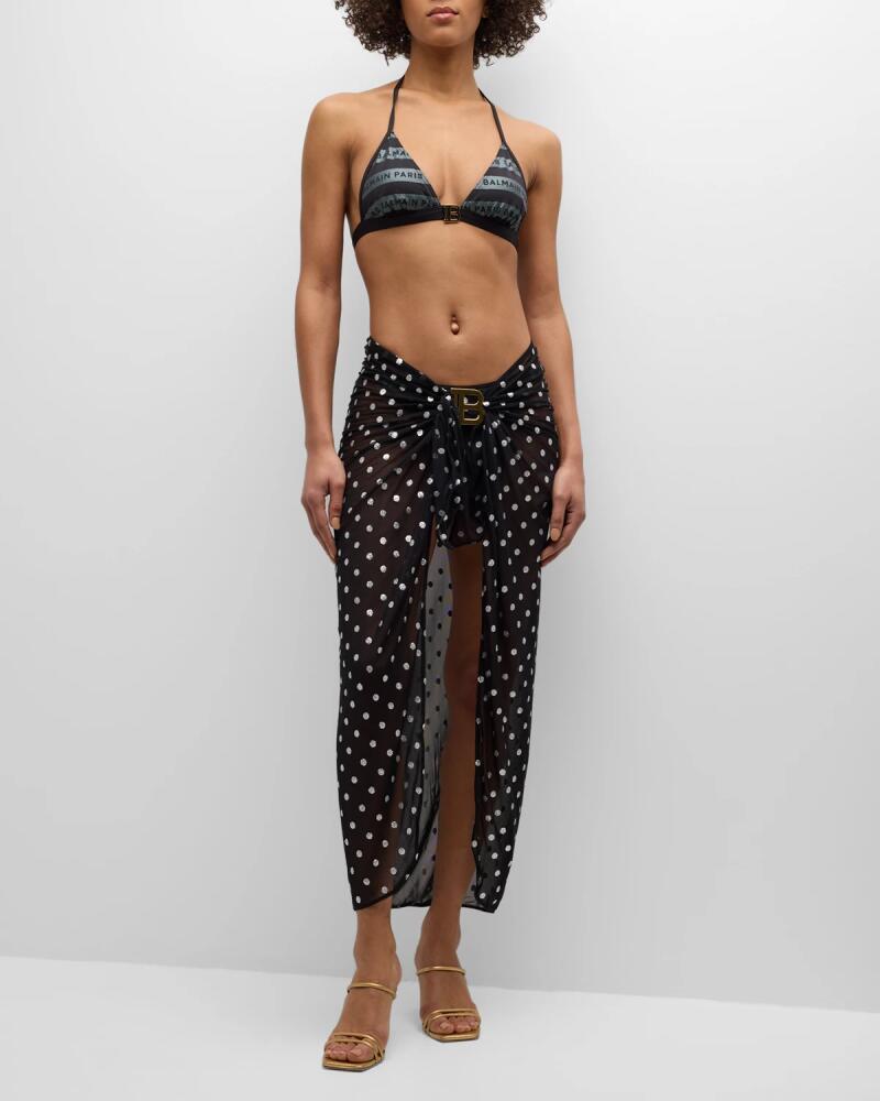 Balmain Logo Buckle Polka Dot Pareo Coverup Cover