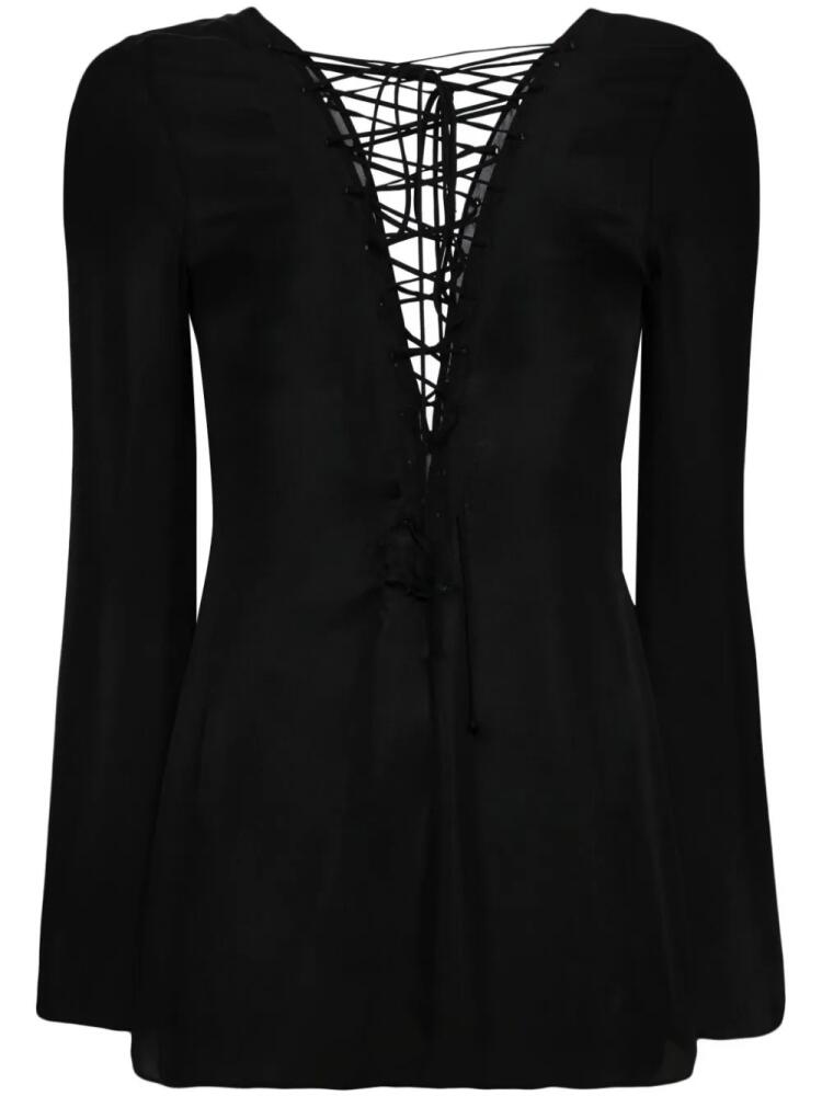 Kiki de Montparnasse lace-up silk blouse - Black Cover