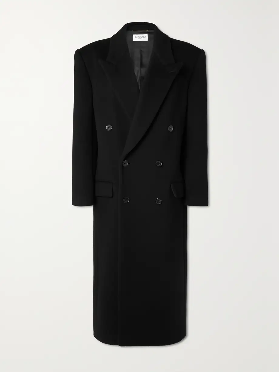 SAINT LAURENT - Double-breasted Wool Coat - Black Cover