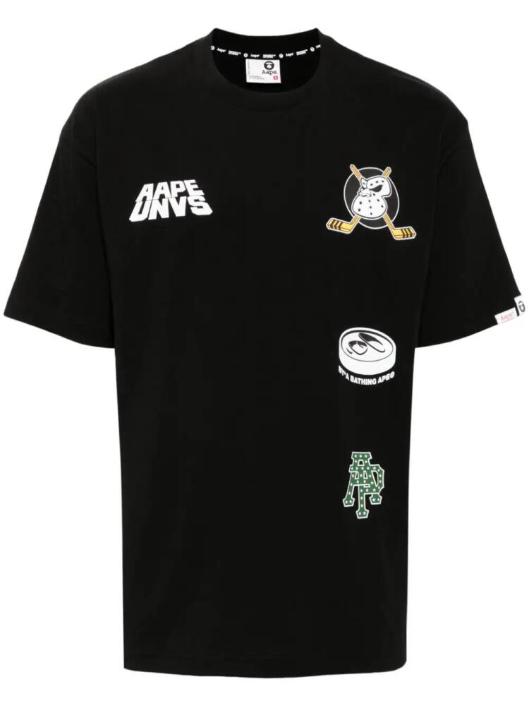 AAPE BY *A BATHING APE® Moonface logo universe T-shirt - Black Cover